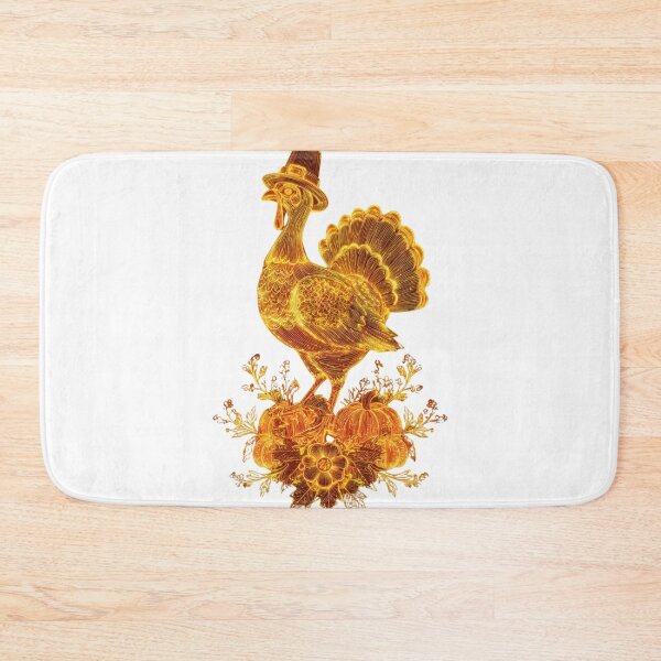 Item preview, Majestic Golden Thanksgiving Turkey wearing Pilgrim Hat on Pumpkin Base-Fall Art  designed and sold by LC&LCPlatform.