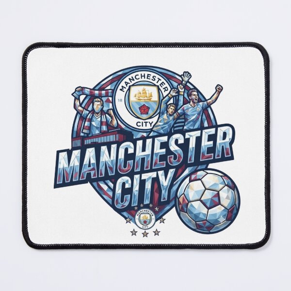 Item preview, Stained Glass Style Manchester Blue Soccer Fan Graphic designed and sold by annaarthk.