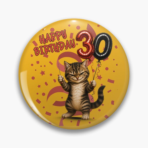 Item preview, Happy Birthday 30 Funny Cat With Balloons designed and sold by GibasVisuals.
