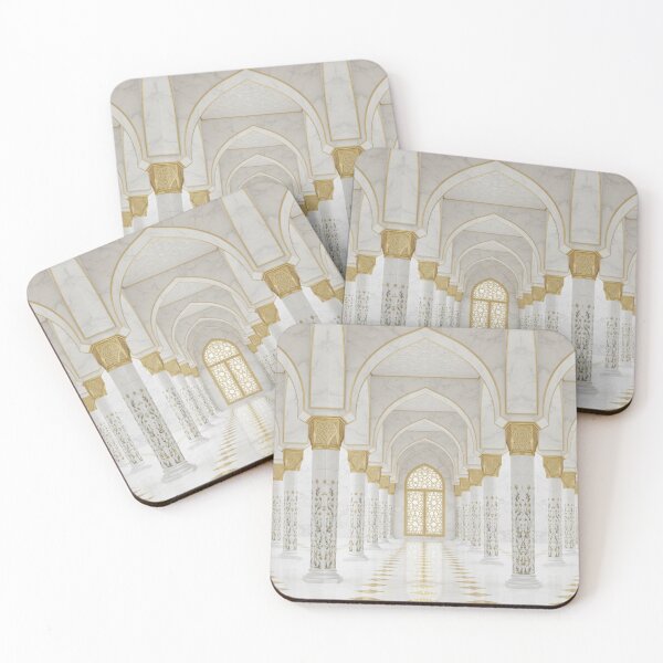 Item preview, Elegant Islamic Mosque Interior with Golden Arches and Floral Columns designed and sold by D-Islamic.