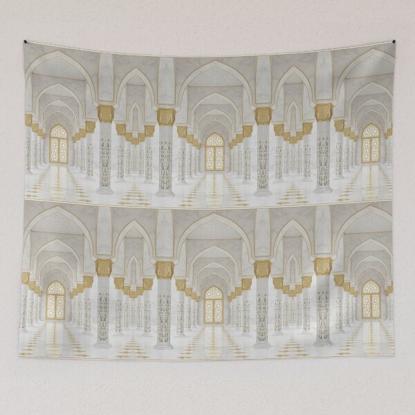 Item preview, Elegant Islamic Mosque Interior with Golden Arches and Floral Columns designed and sold by D-Islamic.