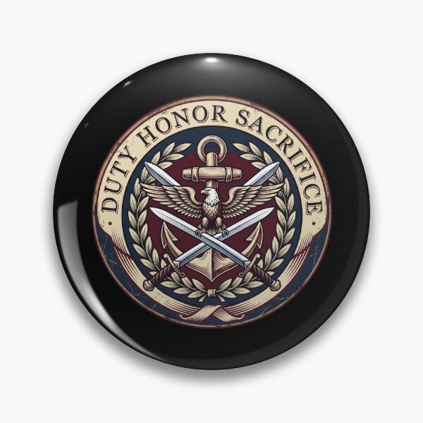 Item preview, Duty Honor Sacrifice Patriotic Eagle Anchor Military Veteran Crest designed and sold by TeNovaStudio ⭐⭐⭐⭐⭐.