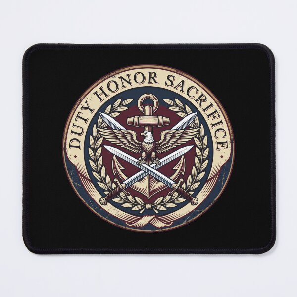 Item preview, Duty Honor Sacrifice Patriotic Eagle Anchor Military Veteran Crest designed and sold by TeNovaStudio ⭐⭐⭐⭐⭐.
