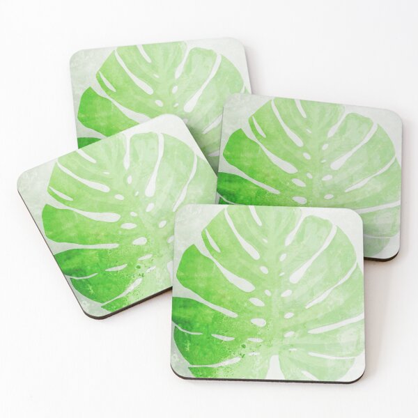 Item preview, Green And White Monstera Tropical Plant Leaf Art designed and sold by Sharon Cummings Art.