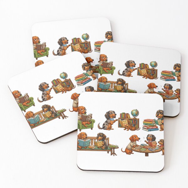 Item preview, Dachshund Book Club Clip Art & PNG Prompts designed and sold by BestCoolStuff.
