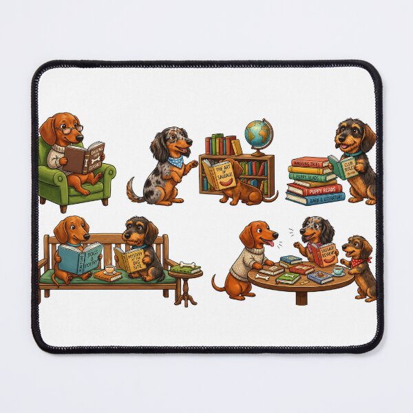 Item preview, Dachshund Book Club Clip Art & PNG Prompts designed and sold by BestCoolStuff.