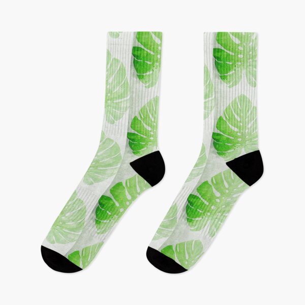 Item preview, Green And White Monstera Tropical Plant Leaf Art designed and sold by Sharon Cummings Art.