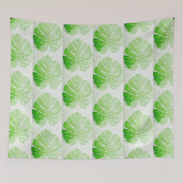 Item preview, Green And White Monstera Tropical Plant Leaf Art designed and sold by Sharon Cummings Art.