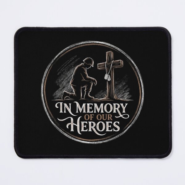 Item preview, In Memory Of Our Heroes Kneeling Soldier Memorial Cross designed and sold by TeNovaStudio ⭐⭐⭐⭐⭐.