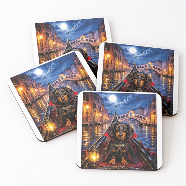 Item preview, Dracula's dachshund in a gondola through Venice at night designed and sold by Nomad-Paws.