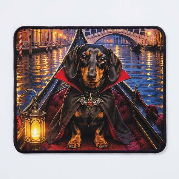 Item preview, Dracula's dachshund in a gondola through Venice at night designed and sold by Nomad-Paws.