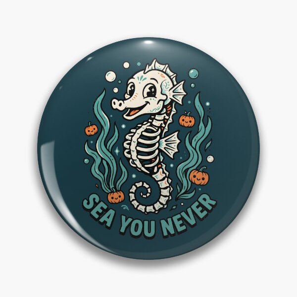 Item preview, "See You Never" Skeleton Seahorse – Halloween Cute Spooky Ocean Design designed and sold by Sea Gem.