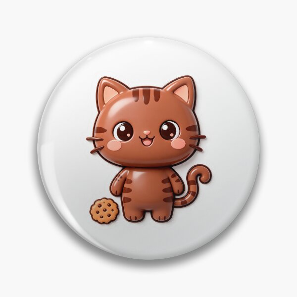 Item preview, Cute Brown Tabby Cat with Cookie - Kawaii Cat Treat Art designed and sold by Raloel Art.