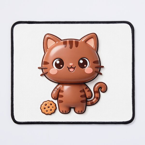 Item preview, Cute Brown Tabby Cat with Cookie - Kawaii Cat Treat Art designed and sold by Raloel Art.