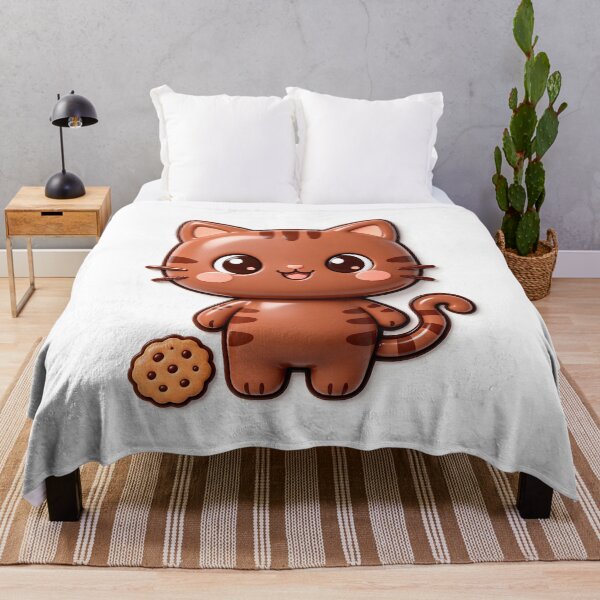 Item preview, Cute Brown Tabby Cat with Cookie - Kawaii Cat Treat Art designed and sold by Raloel Art.