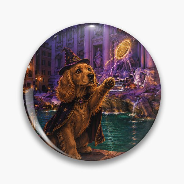 Item preview, Cocker Spaniel throwing a magic coin into the haunted Trevi Fountain designed and sold by Nomad-Paws.