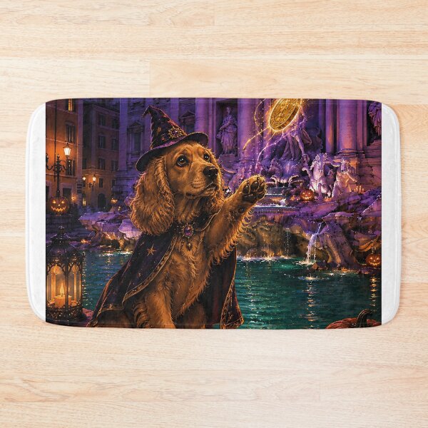 Item preview, Cocker Spaniel throwing a magic coin into the haunted Trevi Fountain designed and sold by Nomad-Paws.