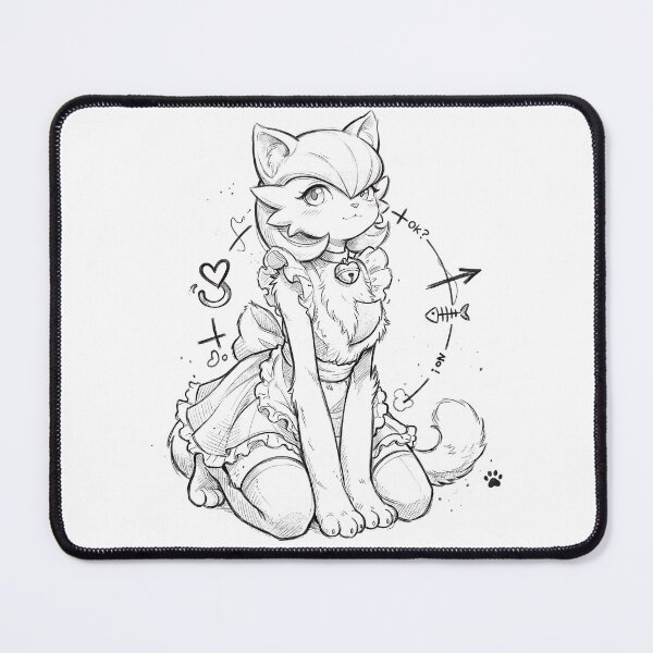 Item preview, Anime Garden Cat Maid Pencil Sketch: Kawaii Neko Portrait designed and sold by CuteKats.