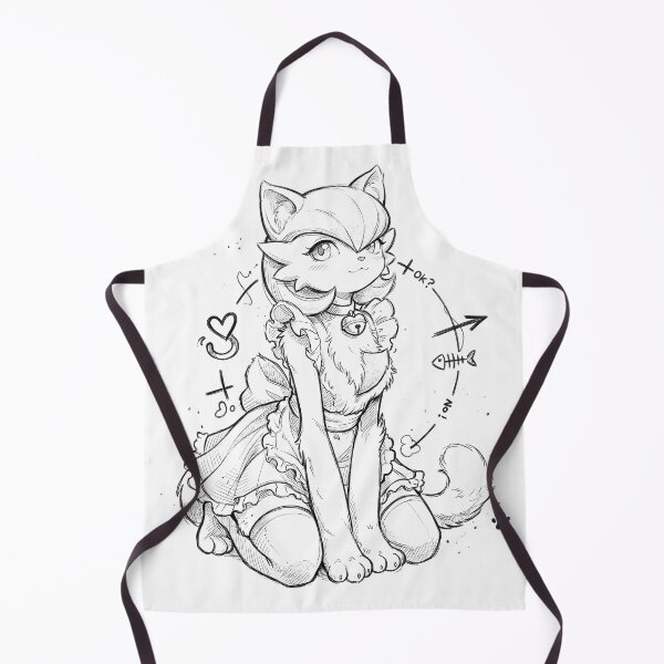 Item preview, Anime Garden Cat Maid Pencil Sketch: Kawaii Neko Portrait designed and sold by CuteKats.