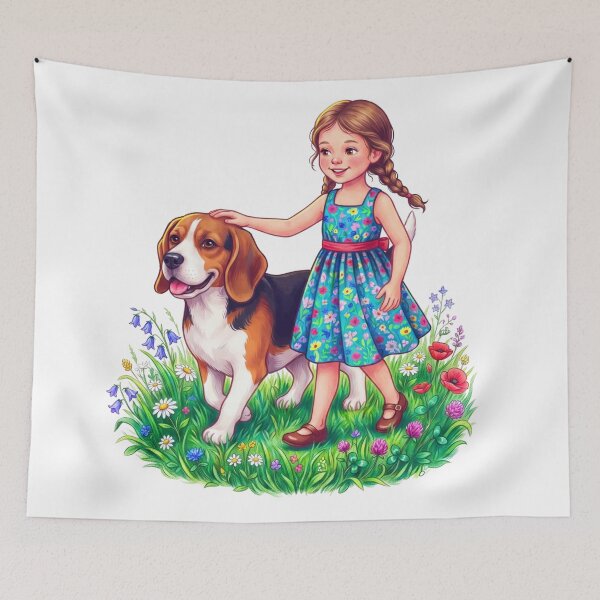 Item preview, The girl and the dog designed and sold by PP&RAINBOW SHOP.