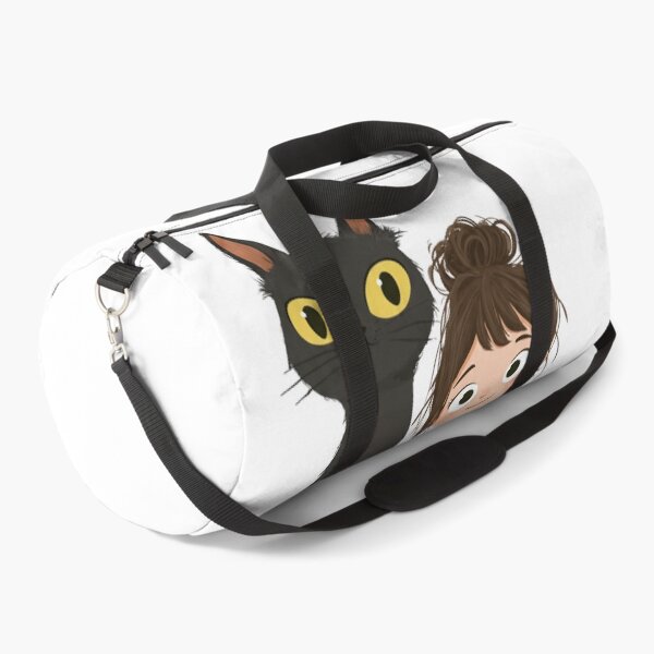 Item preview, Cozy Girl and Her Tall Black Cat Cartoon  designed and sold by LC&LCPlatform.