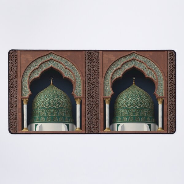 Item preview, Emerald Islamic Arch & Golden Geometric Dome Art (V.2) designed and sold by D-Islamic.