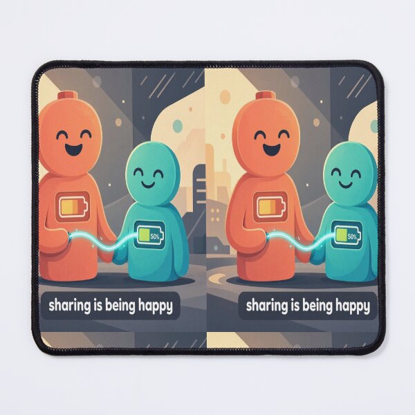 Item preview, Sharing is Being Happy Cute Battery Charging Art designed and sold by Breezes-of-Ida.
