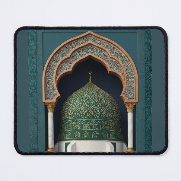 Item preview, Emerald Islamic Arch & Golden Geometric Dome Art (V.3) designed and sold by D-Islamic.