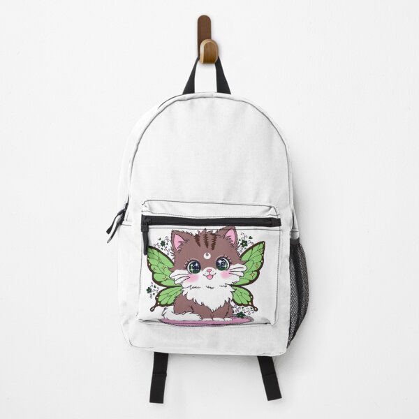 Item preview, Cute Fairy Cat Forest Green Wings | Kawaii Galaxy Eyes Kitten designed and sold by BunnySoftArt.