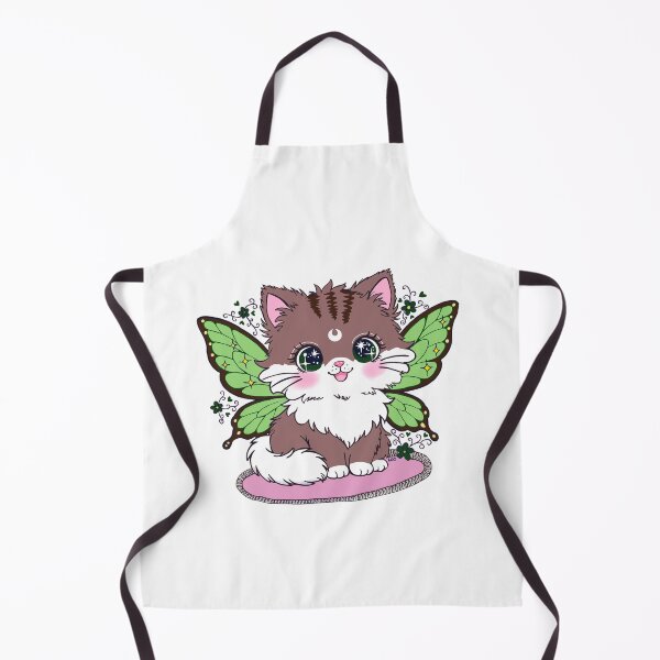 Item preview, Cute Fairy Cat Forest Green Wings | Kawaii Galaxy Eyes Kitten designed and sold by BunnySoftArt.