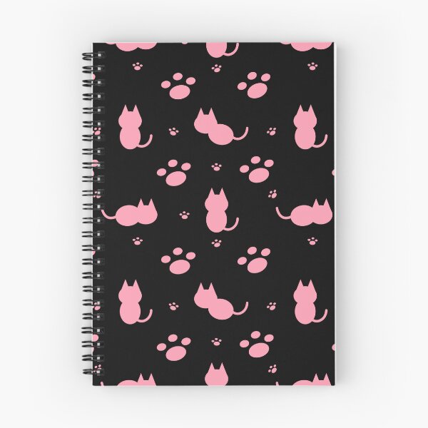 Item preview, Cute Pink Cat and Paw Print Seamless Pattern on Black Background designed and sold by MathuraPresent.