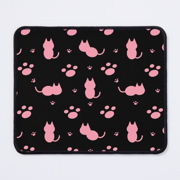 Item preview, Cute Pink Cat and Paw Print Seamless Pattern on Black Background designed and sold by MathuraPresent.