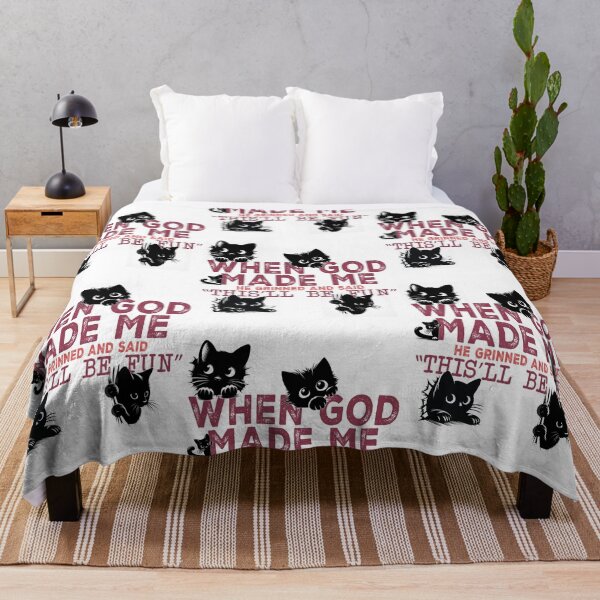 Item preview, When God Made Me – Funny Black Cat Design designed and sold by Szpaku desart .