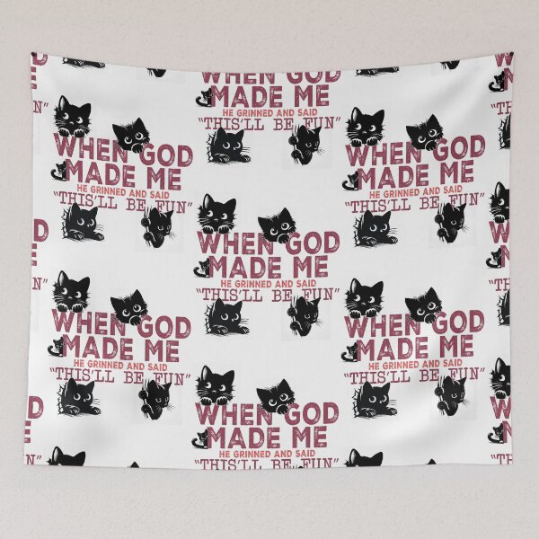 Item preview, When God Made Me – Funny Black Cat Design designed and sold by Szpaku desart .