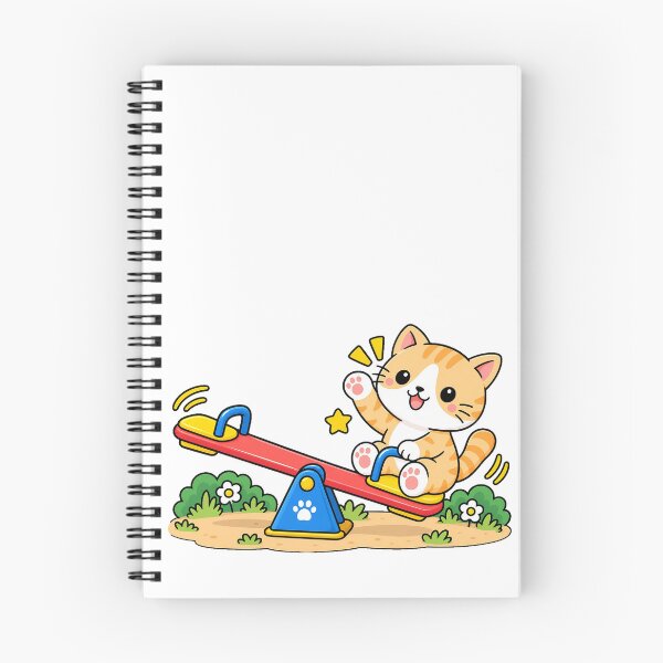 Item preview, Cute Orange Tabby Cat Riding a Seesaw Kawaii Playground Kitty designed and sold by NoopnyangStudio.