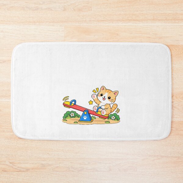 Item preview, Cute Orange Tabby Cat Riding a Seesaw Kawaii Playground Kitty designed and sold by NoopnyangStudio.