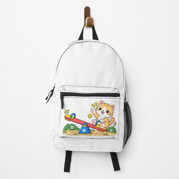 Item preview, Cute Orange Tabby Cat Riding a Seesaw Kawaii Playground Kitty designed and sold by NoopnyangStudio.