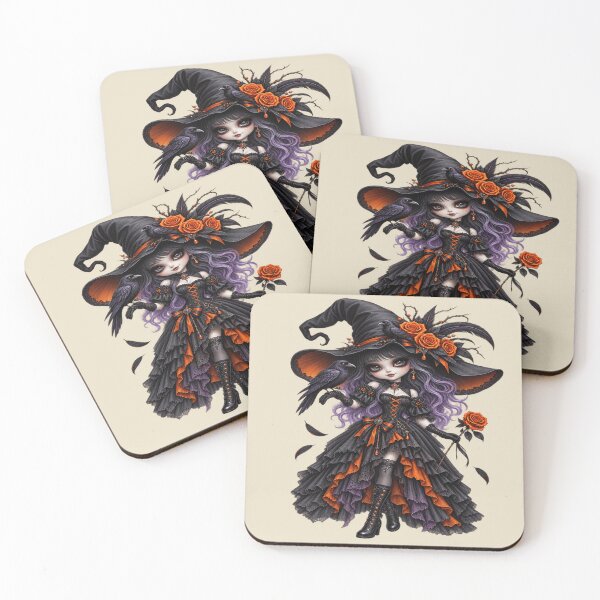 Item preview, Gothic Raven Rose Witch for Raven Lovers designed and sold by POD DYNASTY | Original Print On Demand T-Shirt Graphics.