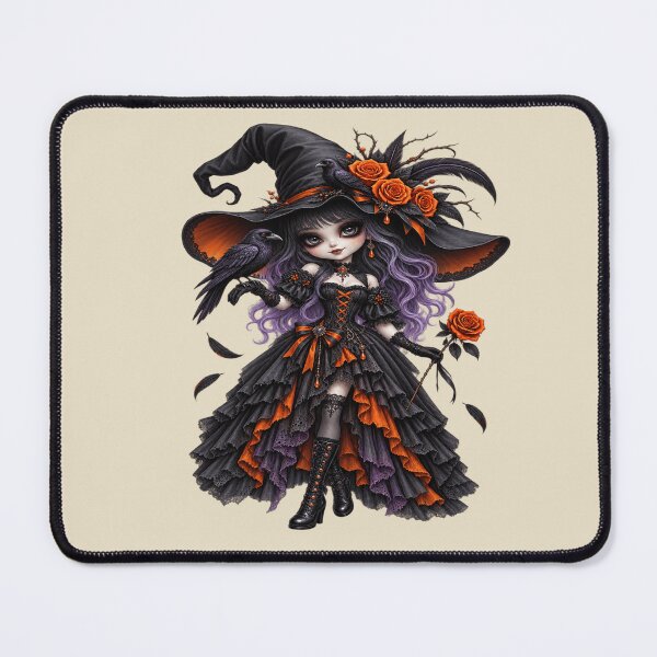 Item preview, Gothic Raven Rose Witch for Raven Lovers designed and sold by POD DYNASTY | Original Print On Demand T-Shirt Graphics.