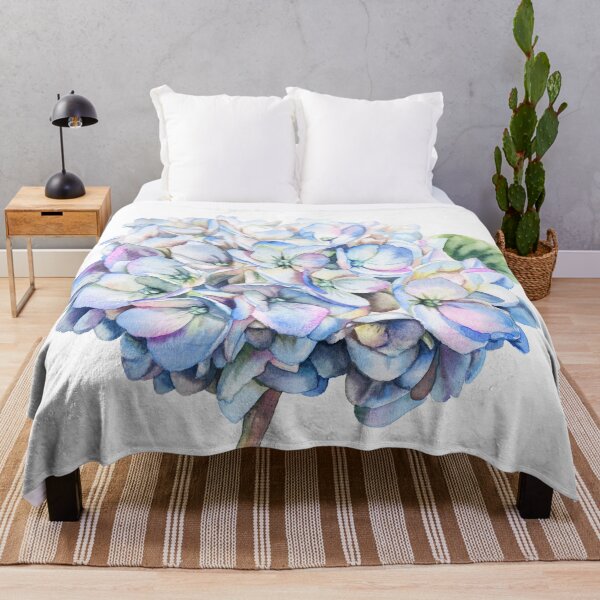 Item preview, Blue Hydrangea Hortensia Watercolor Elegant Botanical Floral Art designed and sold by art-tee-ua.