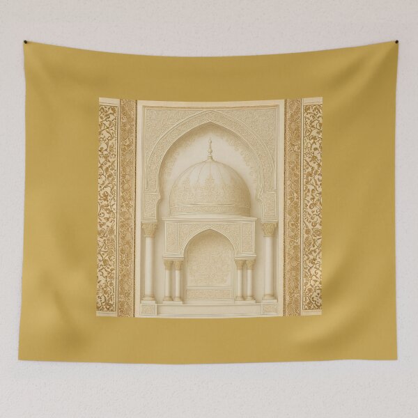 Item preview, Ornate Islamic Mihrab & Dome: Minimalist Palatial Architecture Illustration (V.2) designed and sold by D-Islamic.