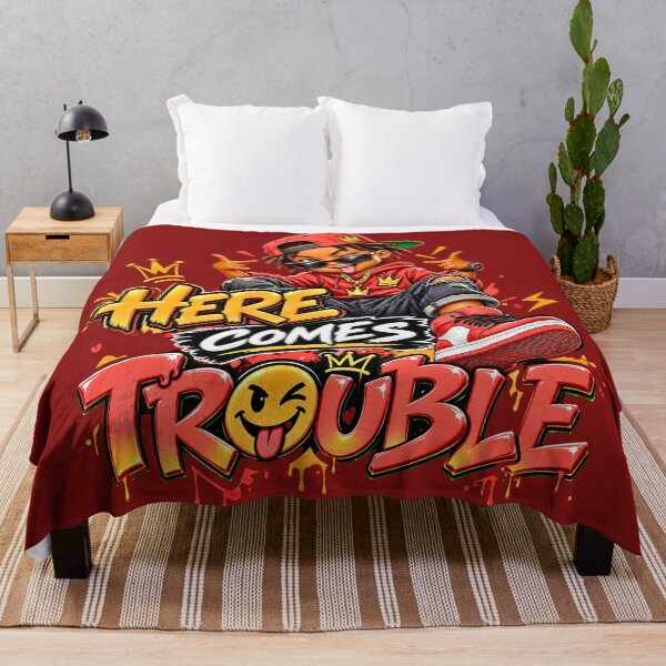 Item preview, Here Comes Trouble Cool Boy Dreads Sunglasses Red Sneakers Graffiti designed and sold by digitalbob60.