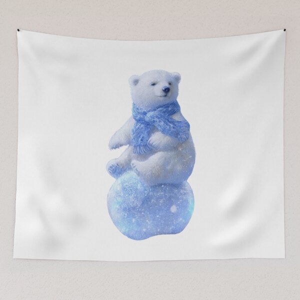 Item preview, Cute Winter Polar Bear Cub in Blue Scarf Art  designed and sold by LC&LCPlatform.