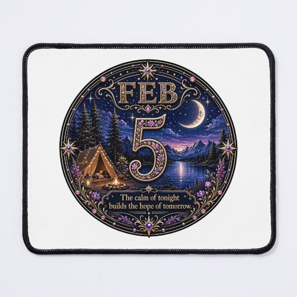 Item preview, February 5 Moonlight Camping Birthday Design designed and sold by LunaMoments.