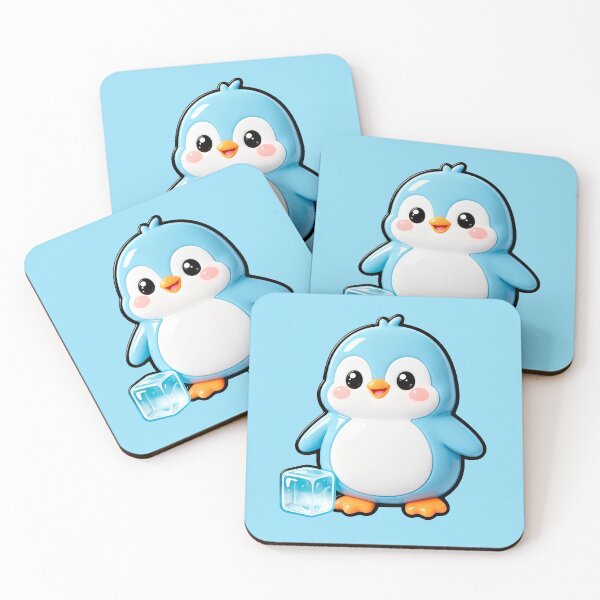 Item preview, Cute Blue Penguin with Ice Cube  designed and sold by Raloel Art.