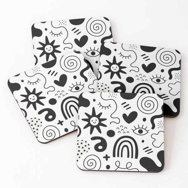 Item preview, Black and White Abstract Doodle Pattern designed and sold by stickoala.