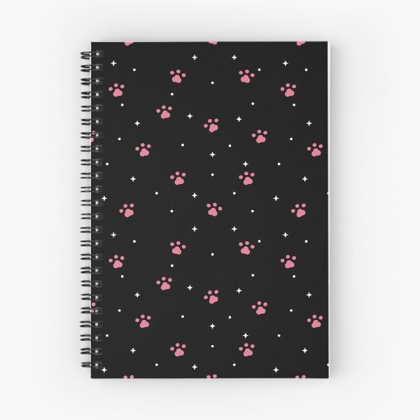 Item preview, Cute Pink Paw Print and White Star Seamless Pattern on Black Background designed and sold by MathuraPresent.