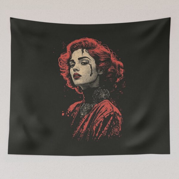 Item preview, Vintage Dark Romance - Gothic Noir Red Hair Portrait designed and sold by ERODED SELF.