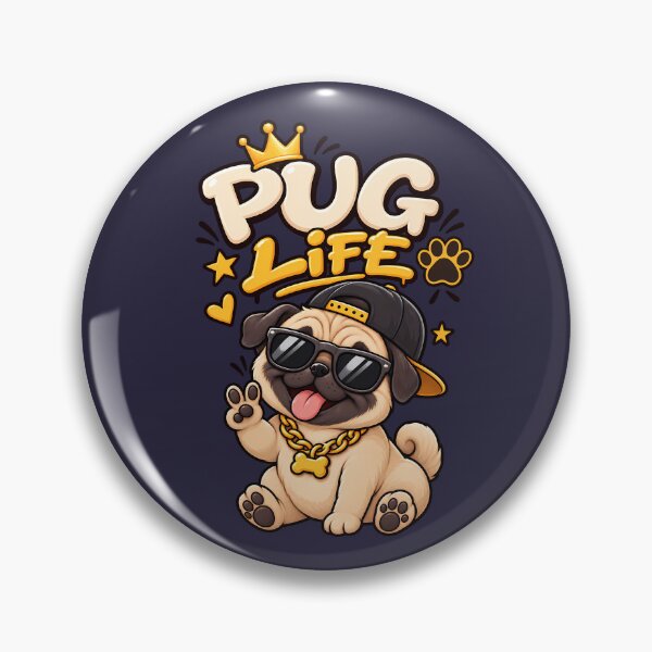 Item preview, Pug Life – Funny Kawaii Pug Dog with Crown & Sunglasses designed and sold by FloreDreamStudio.