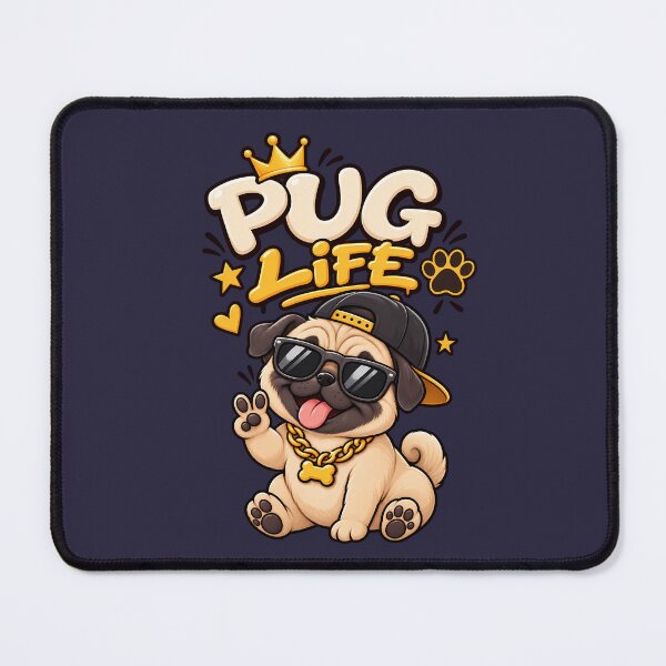 Item preview, Pug Life – Funny Kawaii Pug Dog with Crown & Sunglasses designed and sold by FloreDreamStudio.
